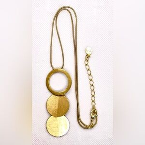 Gorgeous Brushed Gold Tone Circular Pendant!  W / M Mark; Lobster Claw Clasp!